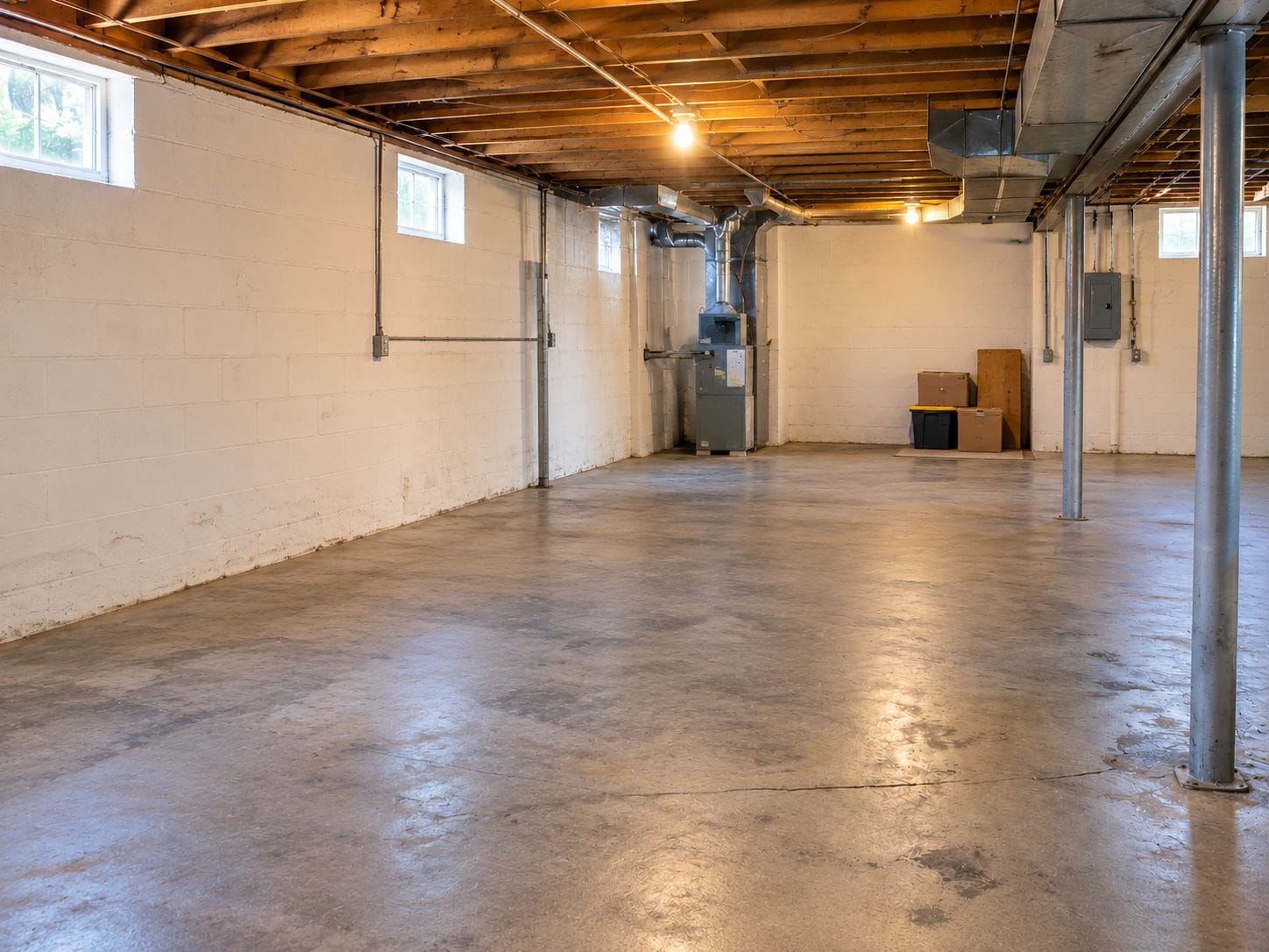 Cleared basement after a one-day cleanout